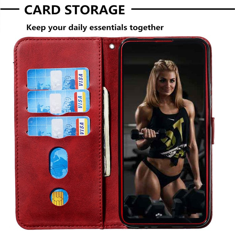 Zipper Pocket Wallet Stand Flip Leather Phone Cover for Huawei Honor 9X Pro/Honor 9X (For China) - Red