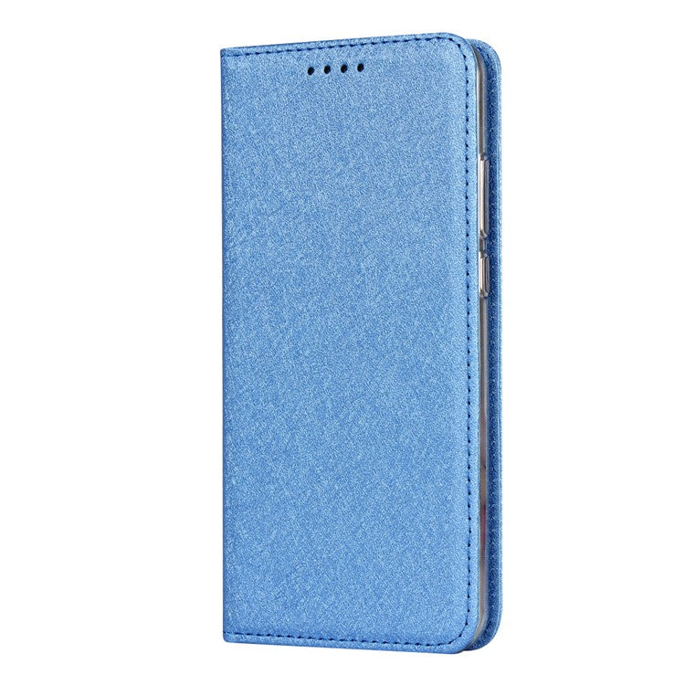 Silk Texture Wallet Leather Stand Case for Huawei P20 - Blue