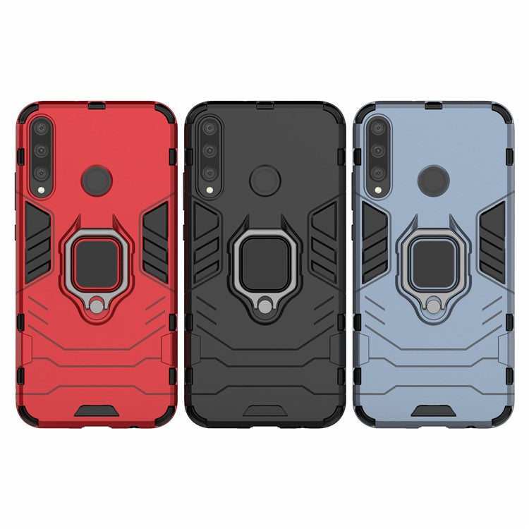 Ring Holder Kickstand PC + TPU Cell Phone Cover for Huawei Y7p/P40 lite E/Honor 9C - Red