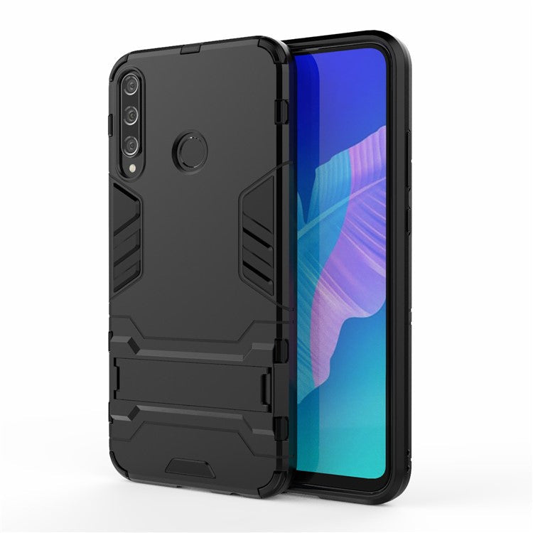 2 in 1 Hybrid PC + TPU Phone Case with Kickstand for Huawei P40 lite E/Honor 9C/Y7p - Black