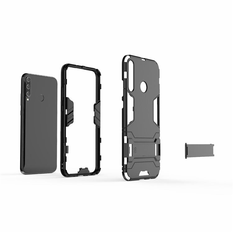 2 in 1 Hybrid PC + TPU Phone Case with Kickstand for Huawei P40 lite E/Honor 9C/Y7p - Black