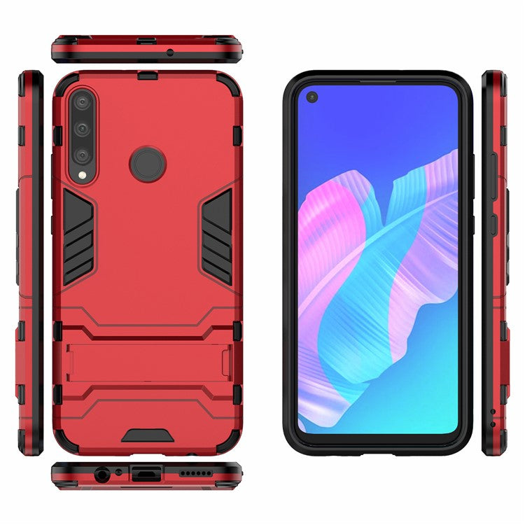 2 in 1 Hybrid PC + TPU Phone Case with Kickstand for Huawei P40 lite E/Honor 9C/Y7p - Red