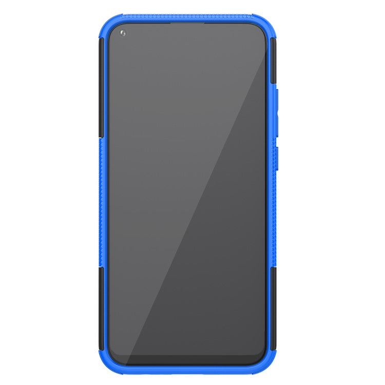 Cool Tyre Style PC + TPU Hybrid Phone Cover with Kickstand for Huawei P40 lite E/Y7p/Honor 9C - Blue