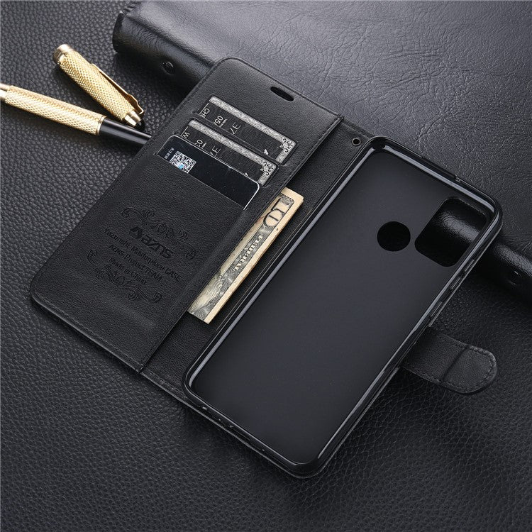 AZNS Leather Wallet with Stand Case for Honor 9A - Black