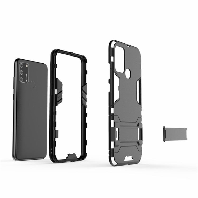 Ring Holder Kickstand PC+TPU Combo Case for Honor 9A - Black