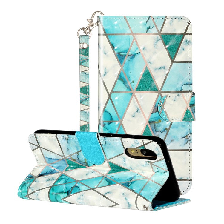 Light Spot Decor Wallet Stand Leather Pattern Printing Phone Case for Huawei P20 - Stone Grain