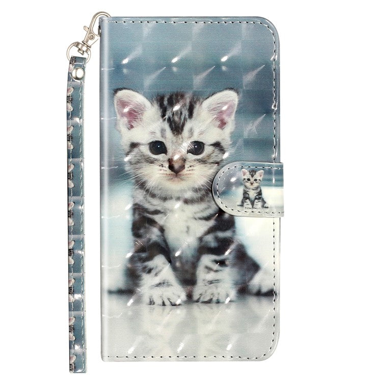 Light Spot Decor Wallet Stand Leather Pattern Printing Phone Case for Huawei P20 - Cat
