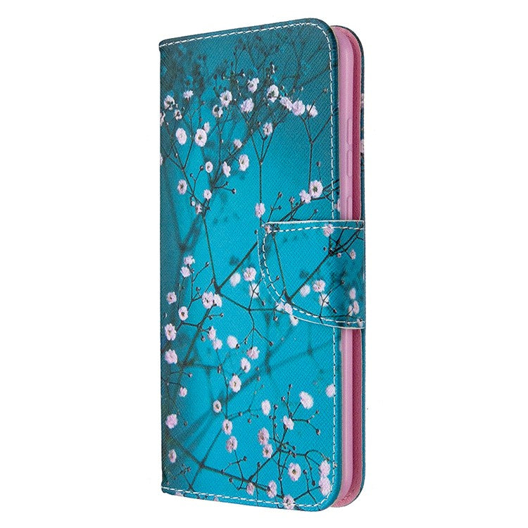 Pattern Printing Magnetic Leather Stand Case for Honor 9A - Tree with Flowers