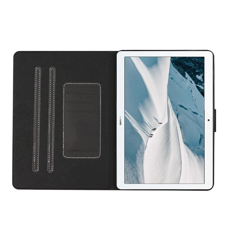 PU Leather Tablet Cover Case with Card Holder for Huawei MediaPad T3 10 - Black