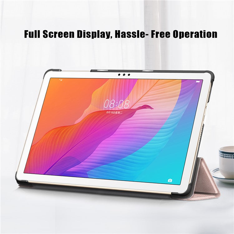 Leather Tri-fold Stylish Tablet Case for Huawei Matepad T10S /T10 / Honor Pad 6 - Rose Gold