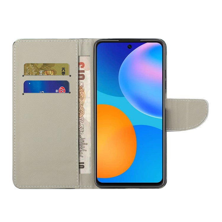 Pattern Printing Cross Texture Leather Wallet Phone Stand Protective Case for Honor 10X Lite - Camouflage