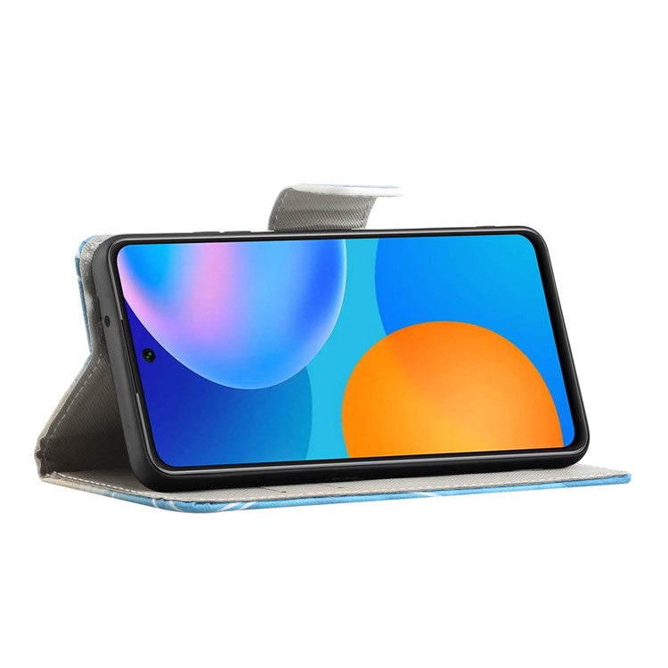 Pattern Printing Cross Texture Leather Wallet Phone Stand Protective Case for Honor 10X Lite - Tower