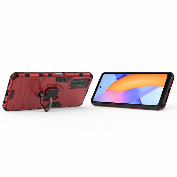 For Honor 10X Lite Ring Holder Kickstand Hybrid PC + TPU Phone Protective Case - Red