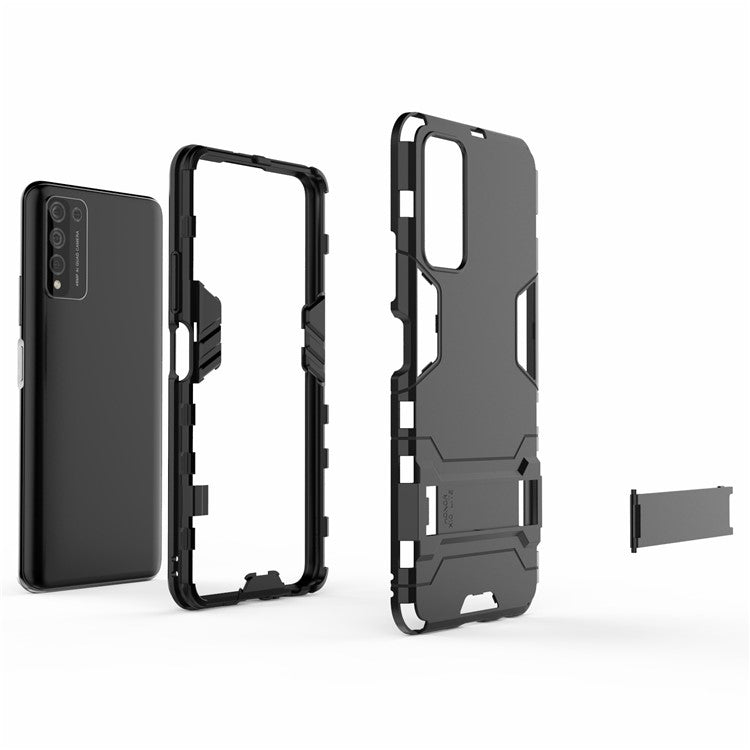 PC + TPU Hybrid with Kickstand Phone Protective Cover for Honor 10X Lite - Black
