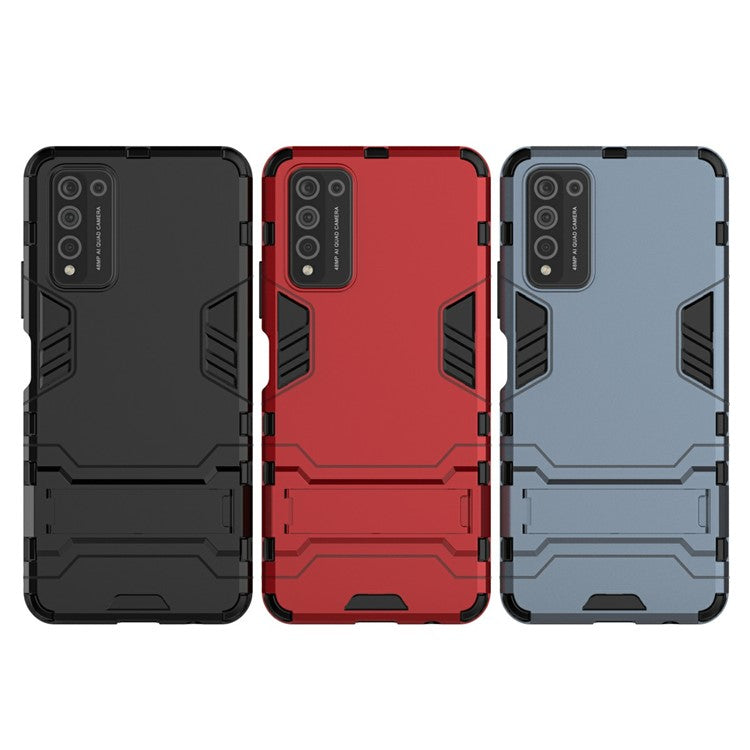 PC + TPU Hybrid with Kickstand Phone Protective Cover for Honor 10X Lite - Black