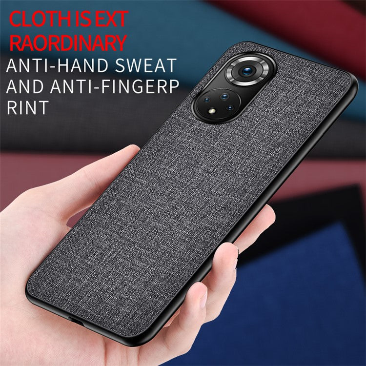 Cloth Coated TPU + PC Hybrid Phone Cover All-round Case for Honor 50 - Blue