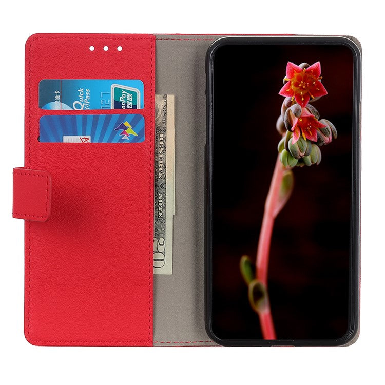 Stand Wallet Design PU Leather Phone Case for Honor 50 Pro - Red