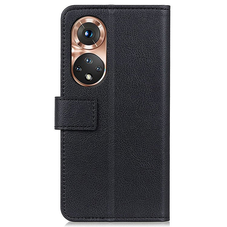 Full Protection PU Leather Wallet Stand Phone Case for Honor 50 - Black