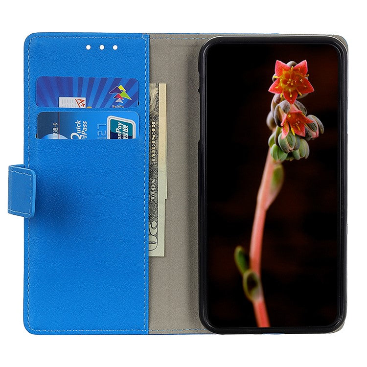 Full Protection PU Leather Wallet Stand Phone Case for Honor 50 - Blue