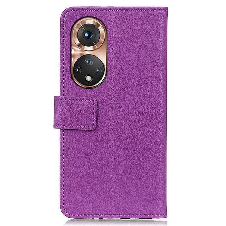 Full Protection PU Leather Wallet Stand Phone Case for Honor 50 - Purple