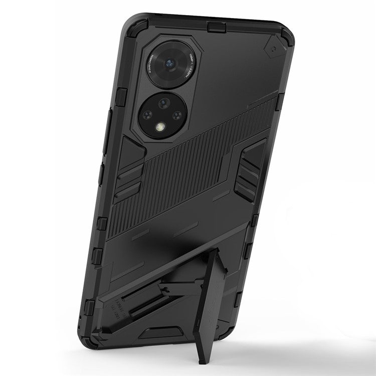 PC + TPU Hybrid Phone Case Shockproof Cover with Kickstand for Honor 50 / Huawei nova 9 - Black