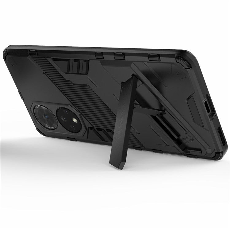 PC + TPU Hybrid Phone Case Shockproof Cover with Kickstand for Honor 50 / Huawei nova 9 - Black