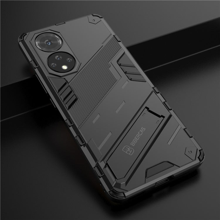 PC + TPU Hybrid Phone Case Shockproof Cover with Kickstand for Honor 50 / Huawei nova 9 - Black