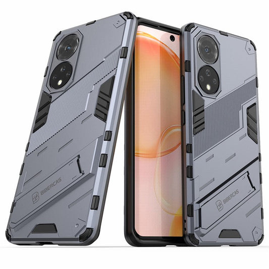 PC + TPU Hybrid Phone Case Shockproof Cover with Kickstand for Honor 50 / Huawei nova 9 - Grey