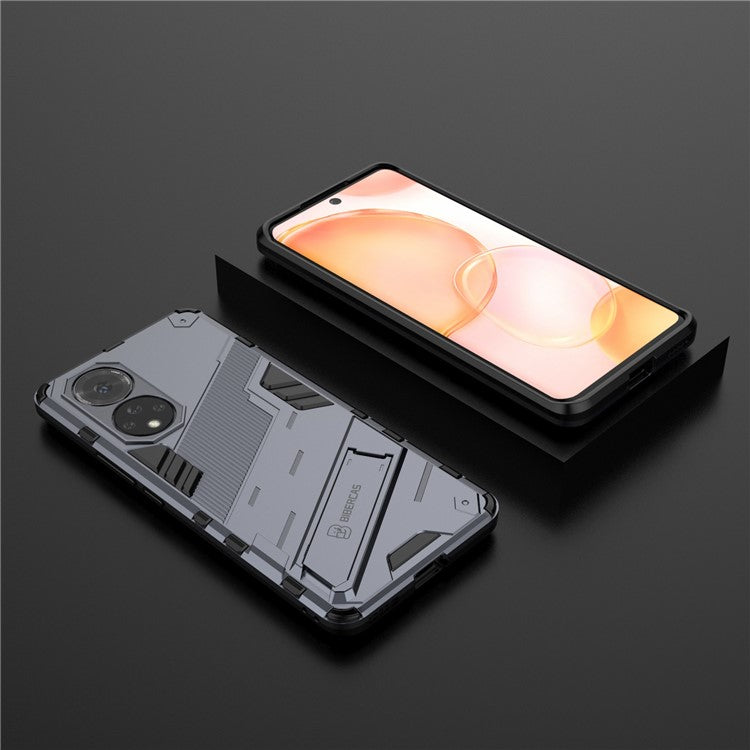 PC + TPU Hybrid Phone Case Shockproof Cover with Kickstand for Honor 50 / Huawei nova 9 - Grey