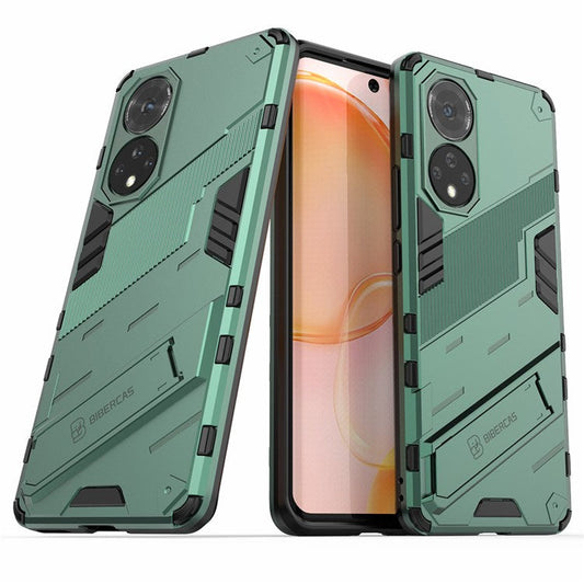 PC + TPU Hybrid Phone Case Shockproof Cover with Kickstand for Honor 50 / Huawei nova 9 - Green