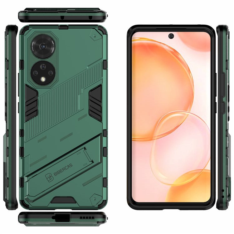 PC + TPU Hybrid Phone Case Shockproof Cover with Kickstand for Honor 50 / Huawei nova 9 - Green