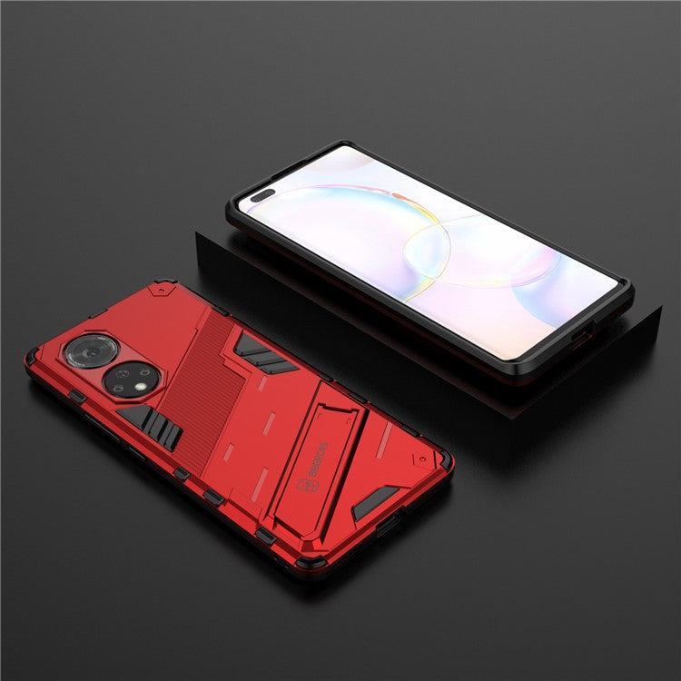 Cool Style Armor Heavy Duty Combo Hybrid PC + TPU Anti-Fall Case with Kickstand for Honor 50 Pro / Huawei nova 9 Pro - Red