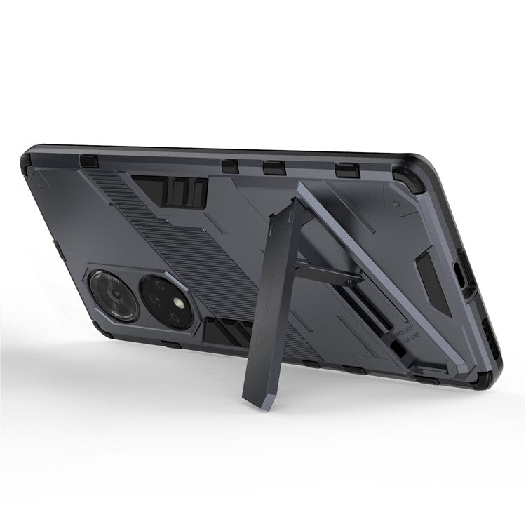 Cool Style Armor Heavy Duty Combo Hybrid PC + TPU Anti-Fall Case with Kickstand for Honor 50 Pro / Huawei nova 9 Pro - Dark Blue
