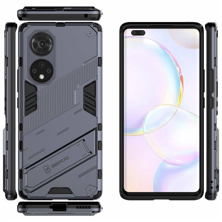 Cool Style Armor Heavy Duty Combo Hybrid PC + TPU Anti-Fall Case with Kickstand for Honor 50 Pro / Huawei nova 9 Pro - Dark Blue