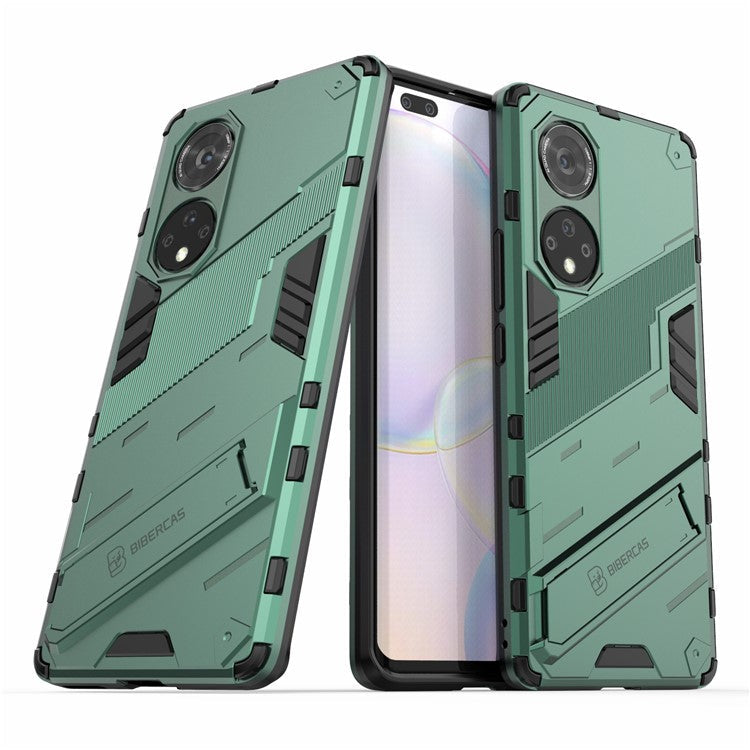 Cool Style Armor Heavy Duty Combo Hybrid PC + TPU Anti-Fall Case with Kickstand for Honor 50 Pro / Huawei nova 9 Pro - Green