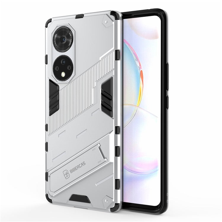 Cool Style Armor Heavy Duty Combo Hybrid PC + TPU Anti-Fall Case with Kickstand for Honor 50 Pro / Huawei nova 9 Pro - White