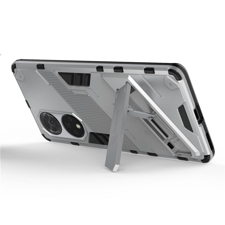 Cool Style Armor Heavy Duty Combo Hybrid PC + TPU Anti-Fall Case with Kickstand for Honor 50 Pro / Huawei nova 9 Pro - White