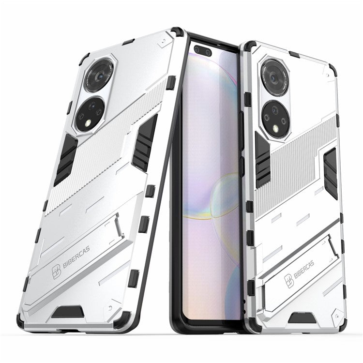 Cool Style Armor Heavy Duty Combo Hybrid PC + TPU Anti-Fall Case with Kickstand for Honor 50 Pro / Huawei nova 9 Pro - White