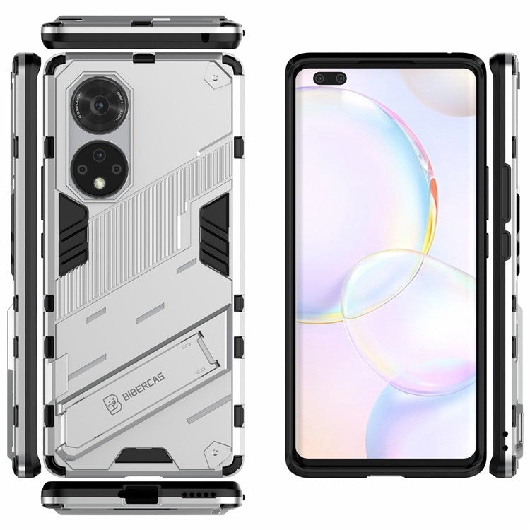 Cool Style Armor Heavy Duty Combo Hybrid PC + TPU Anti-Fall Case with Kickstand for Honor 50 Pro / Huawei nova 9 Pro - White