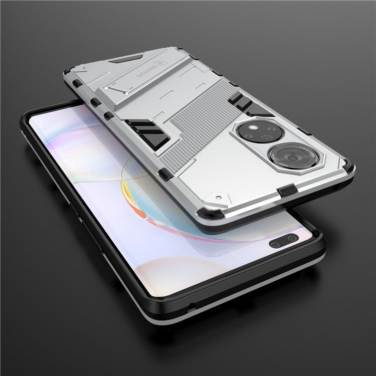 Cool Style Armor Heavy Duty Combo Hybrid PC + TPU Anti-Fall Case with Kickstand for Honor 50 Pro / Huawei nova 9 Pro - White