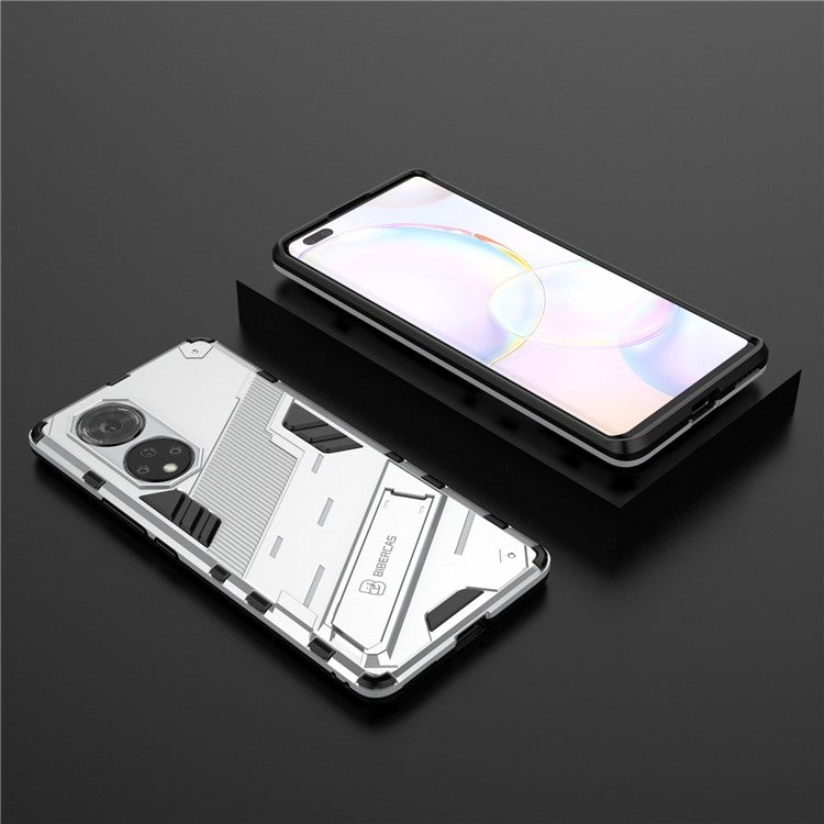 Cool Style Armor Heavy Duty Combo Hybrid PC + TPU Anti-Fall Case with Kickstand for Honor 50 Pro / Huawei nova 9 Pro - White