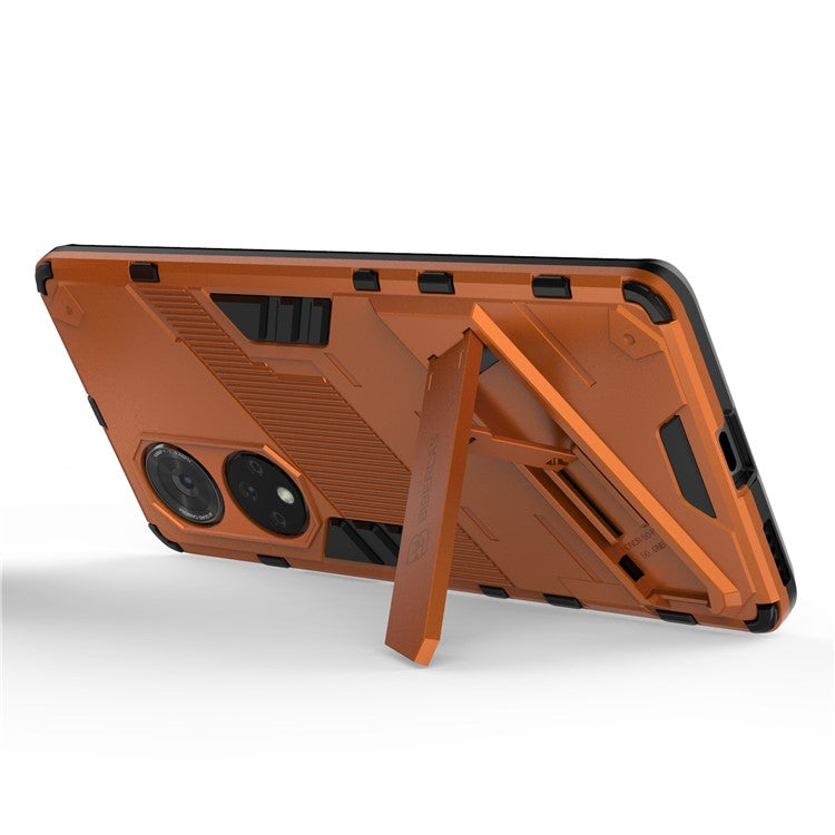 Cool Style Armor Heavy Duty Combo Hybrid PC + TPU Anti-Fall Case with Kickstand for Honor 50 Pro / Huawei nova 9 Pro - Orange