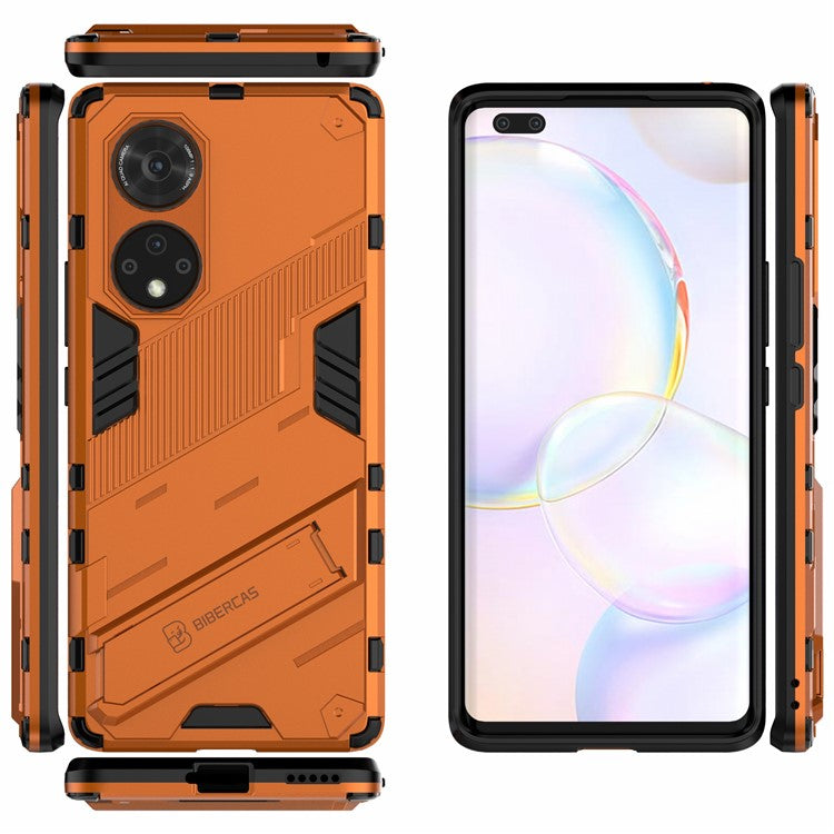 Cool Style Armor Heavy Duty Combo Hybrid PC + TPU Anti-Fall Case with Kickstand for Honor 50 Pro / Huawei nova 9 Pro - Orange