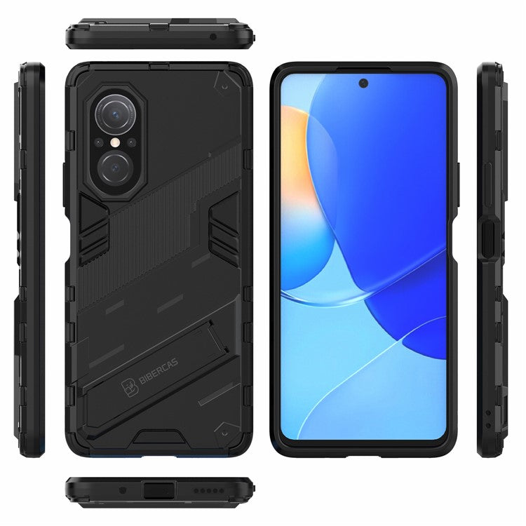 PC + TPU Combo Case Kickstand Design Protective Mobile Phone Case for Honor 50 SE/Huawei nova 9 SE - Black