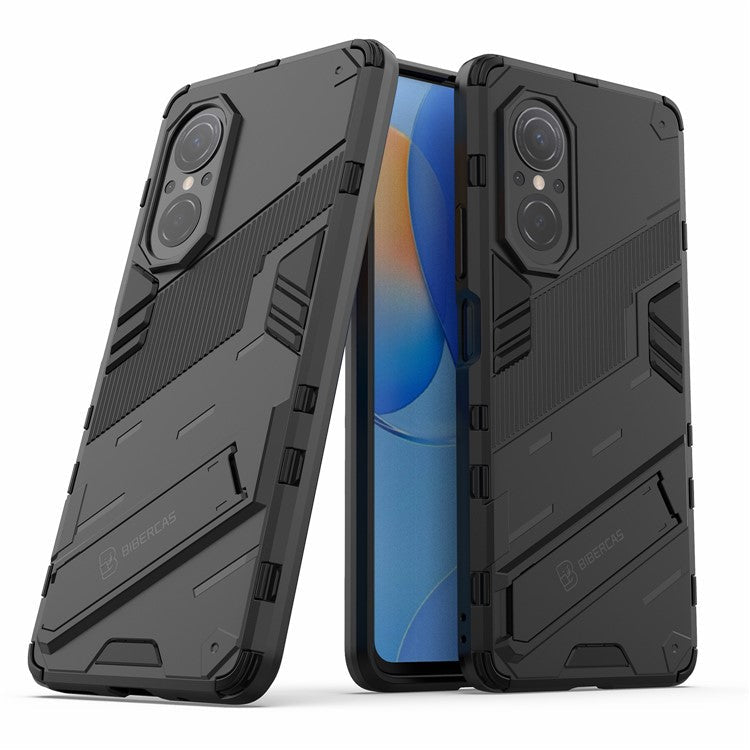 PC + TPU Combo Case Kickstand Design Protective Mobile Phone Case for Honor 50 SE/Huawei nova 9 SE - Black