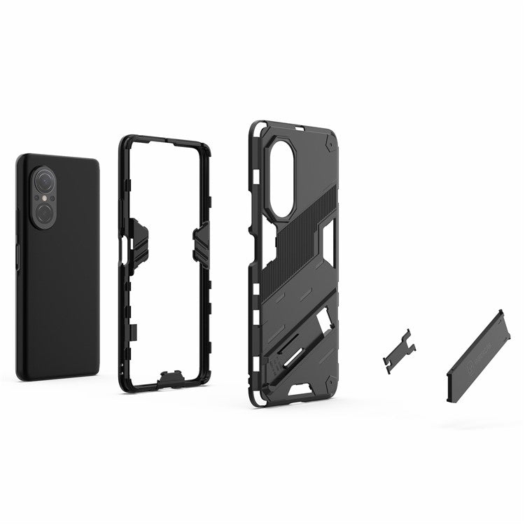 PC + TPU Combo Case Kickstand Design Protective Mobile Phone Case for Honor 50 SE/Huawei nova 9 SE - Black