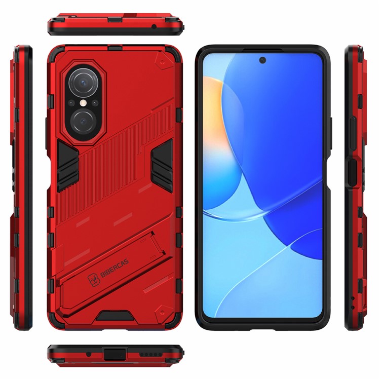 PC + TPU Combo Case Kickstand Design Protective Mobile Phone Case for Honor 50 SE/Huawei nova 9 SE - Red