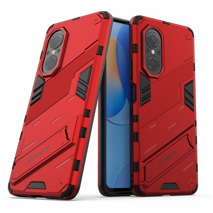 PC + TPU Combo Case Kickstand Design Protective Mobile Phone Case for Honor 50 SE/Huawei nova 9 SE - Red