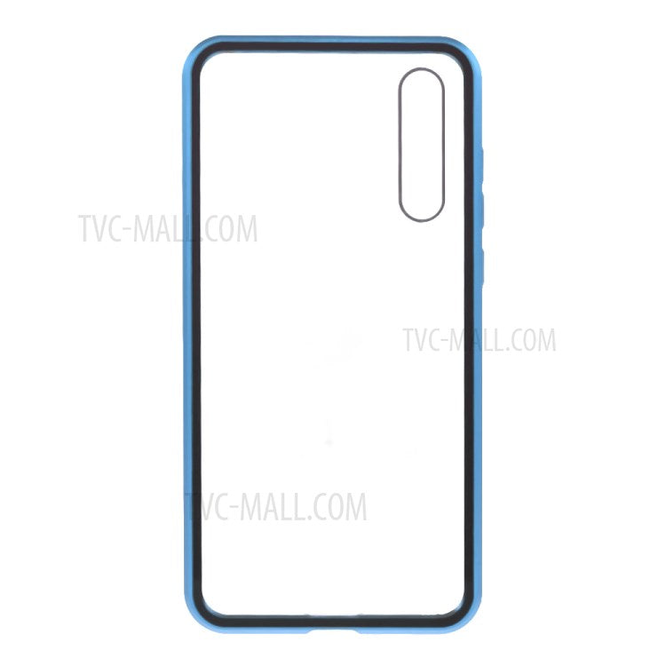 Magnetic Metal Frame Clear Double-Sided Tempered Glass Cover with Built-in Screen Protector for Huawei P20 Pro - Blue