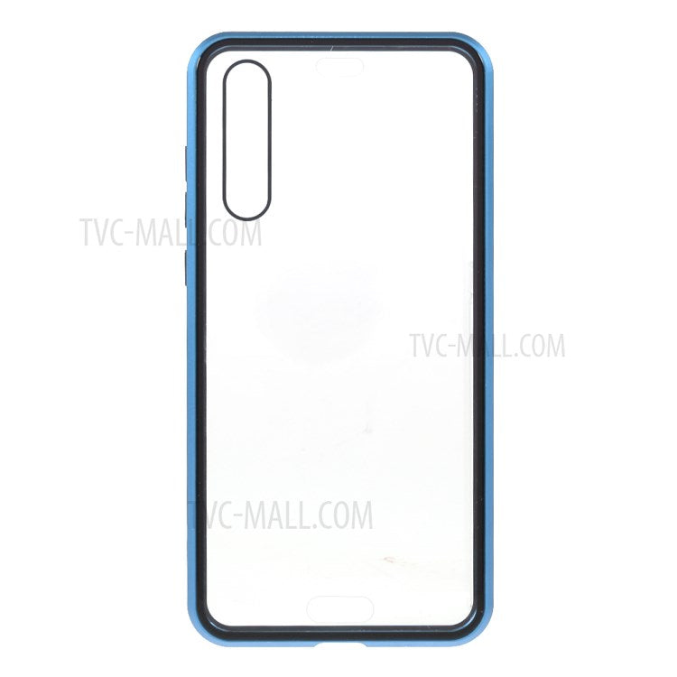 Magnetic Metal Frame Clear Double-Sided Tempered Glass Cover with Built-in Screen Protector for Huawei P20 Pro - Blue